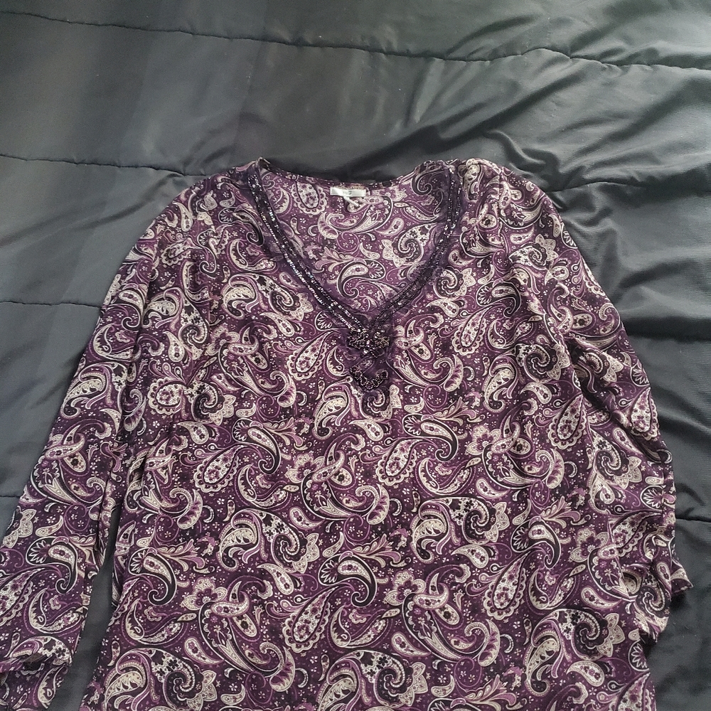 woomen 18/20w top sheer 3/4 sleeve